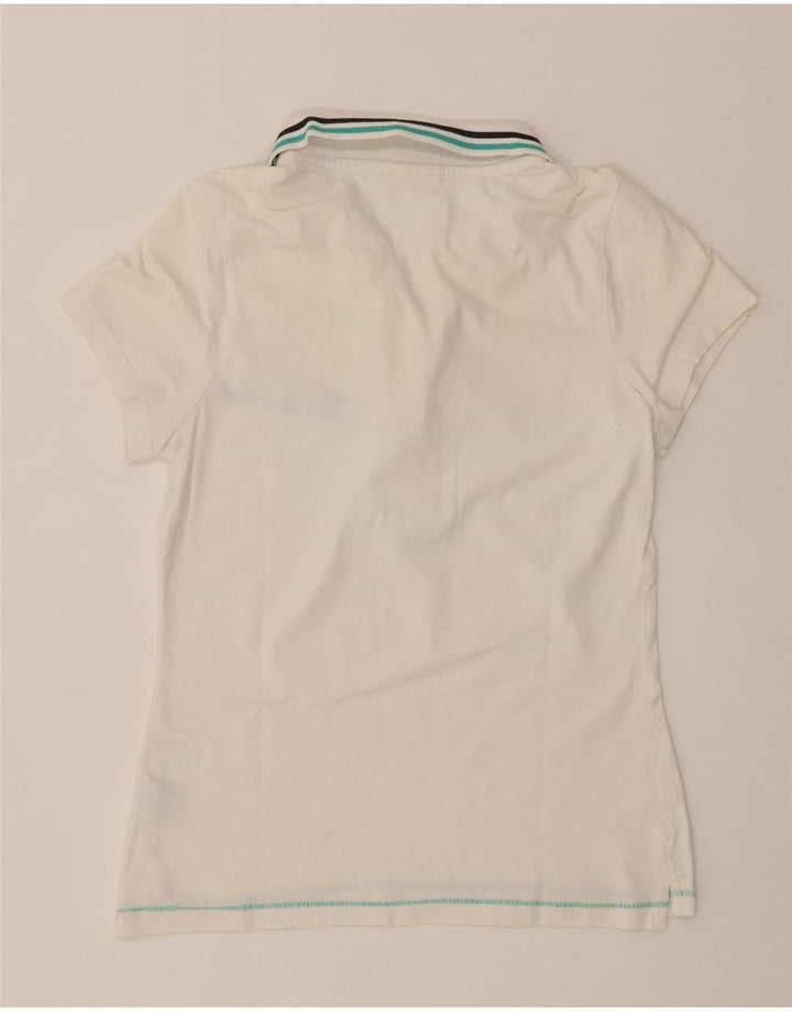 Damska graficzna koszulka polo THINK PINK UK 8, mała, biała, bawełniana