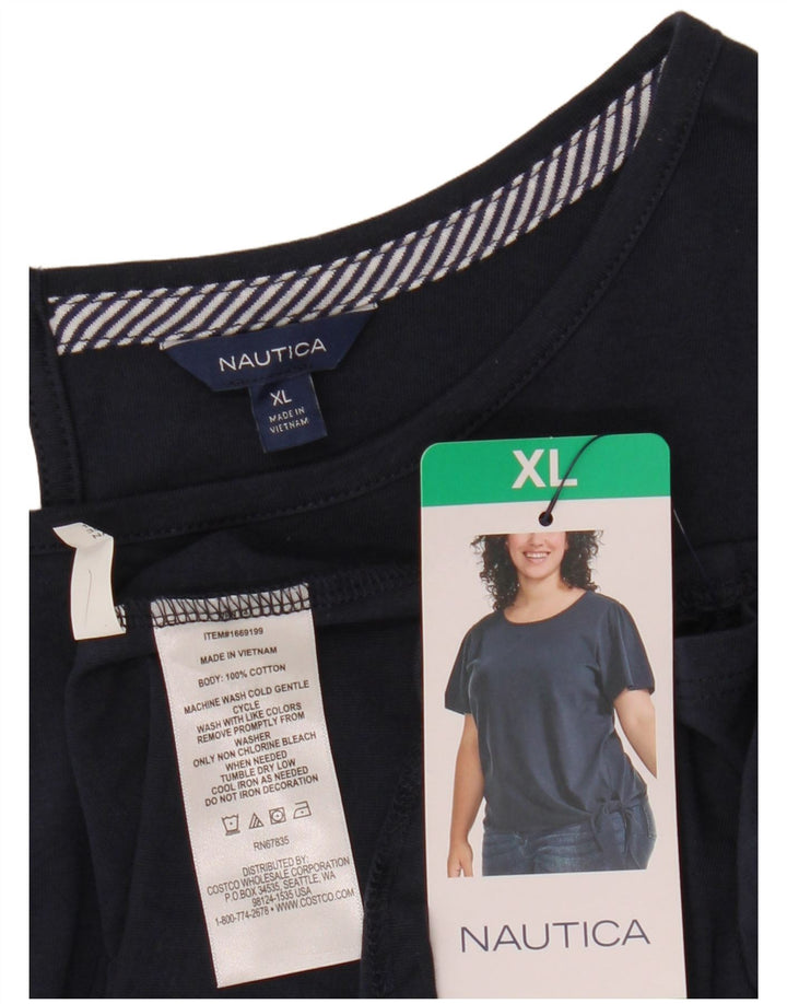 Bluzka damska NAUTICA wiązana z przodu, UK 18 XL, granatowa, bawełniana