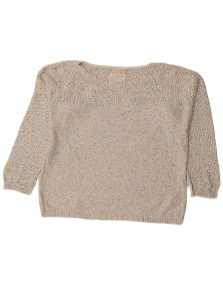 Sweter damski FAT FACE z dekoltem w łódkę UK 12, średni, biały nakrapiany
