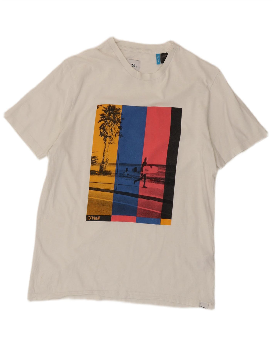 Męski T-shirt z grafiką O'Neill o regularnym kroju, duży, biały, bawełniany