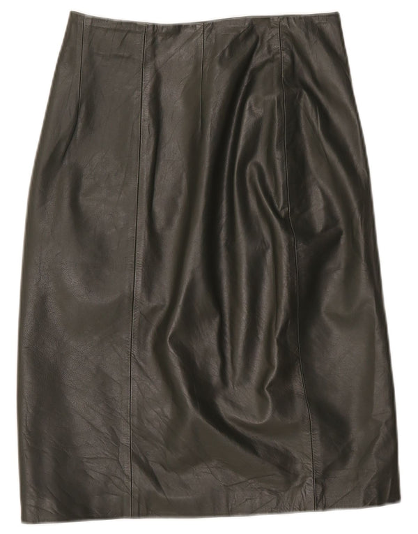 Damska skórzana spódnica z wysokim stanem VINTAGE IT 42 Medium W26 Skóra khaki