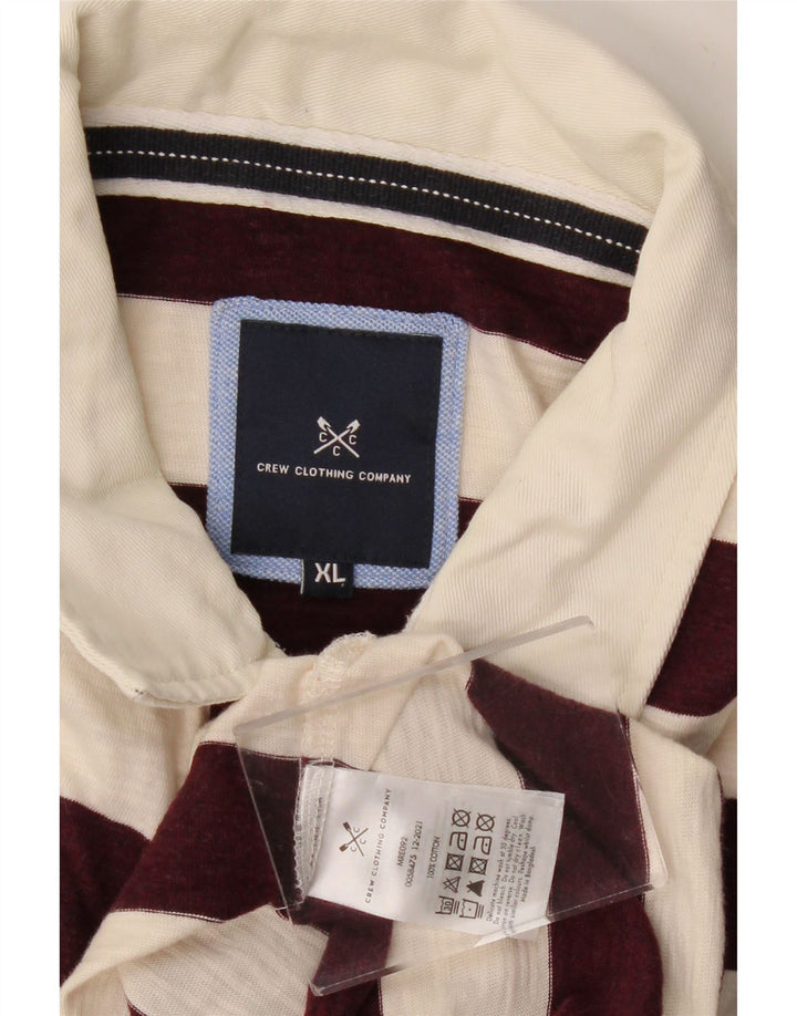 CREW CLOTHING Męska koszulka polo XL, bawełniana w bordowe paski