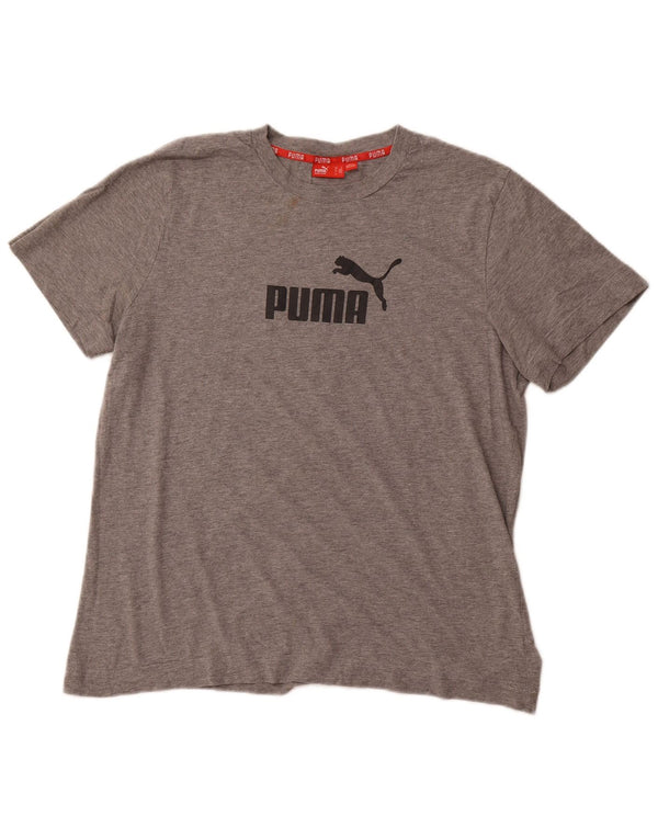 Męski T-shirt z grafiką PUMA, duży, szary, bawełniany