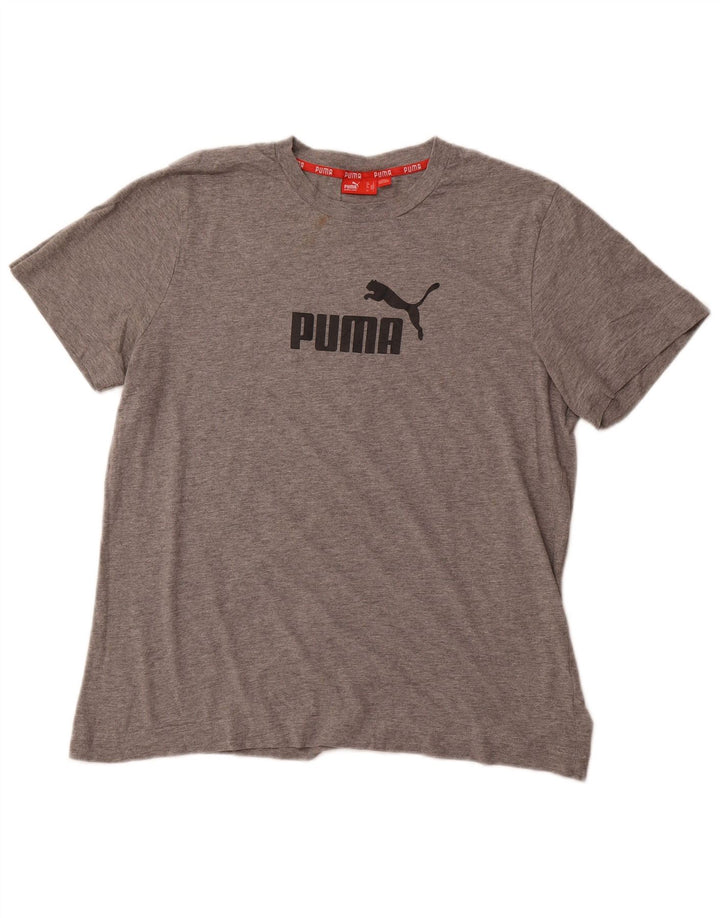 Męski T-shirt z grafiką PUMA, duży, szary, bawełniany