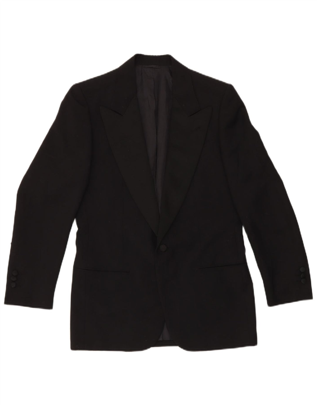 VINTAGE Męski komplet 2-częściowy z 1 guzikiem IT 46 Small W29 L29 Czarna wełna