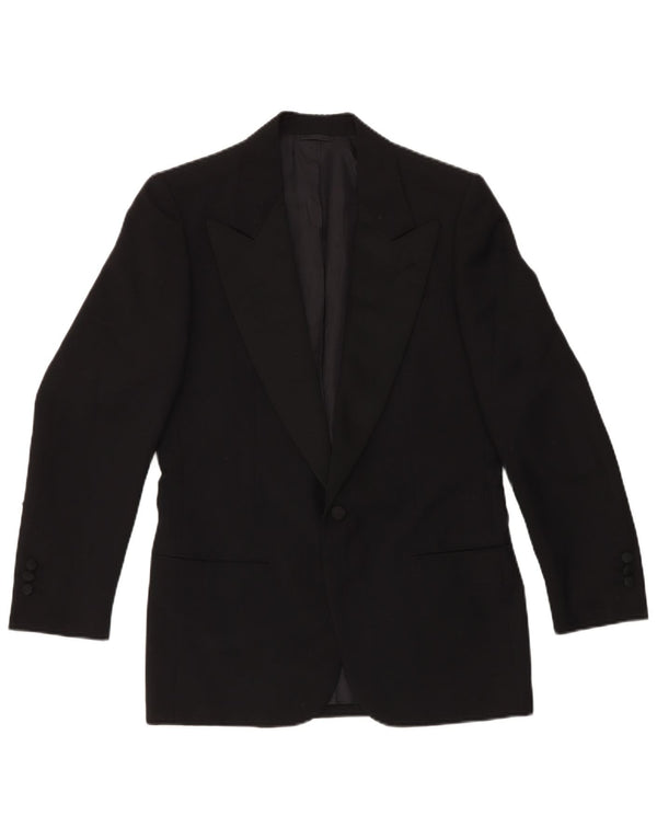 VINTAGE Męski komplet 2-częściowy z 1 guzikiem IT 46 Small W29 L29 Czarna wełna