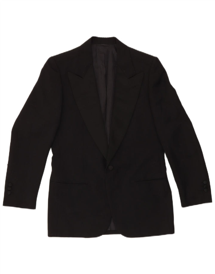 VINTAGE Męski komplet 2-częściowy z 1 guzikiem IT 46 Small W29 L29 Czarna wełna