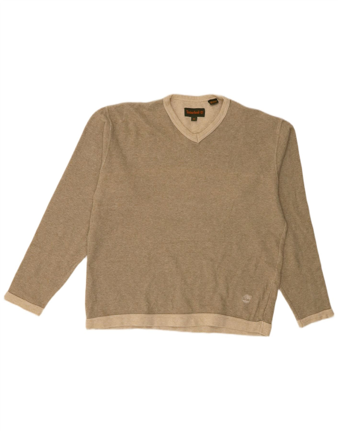 Męski top Timberland z długim rękawem, średniej wielkości khaki, bawełniany