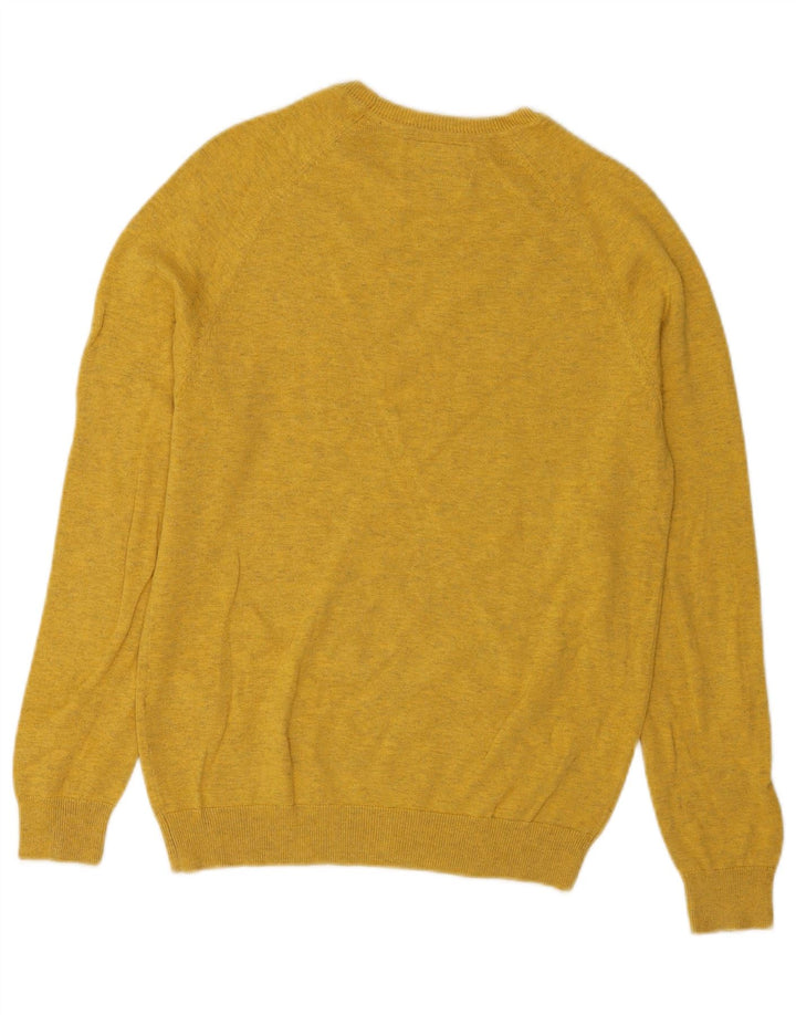 Męski sweter Superdry z okrągłym dekoltem, mały, żółty, bawełniany w cętki