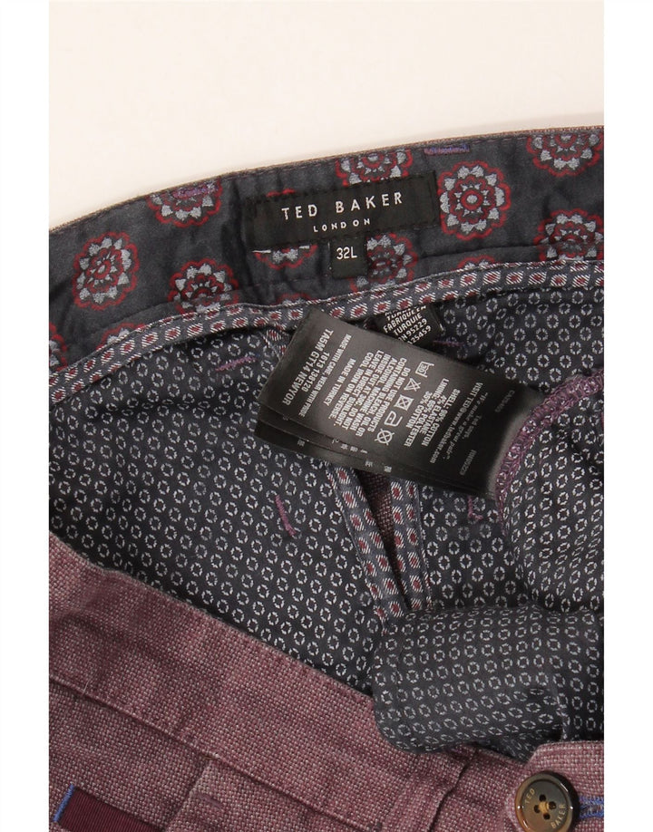 Męskie spodnie garniturowe Ted Baker W32 L32 Bordowa bawełna