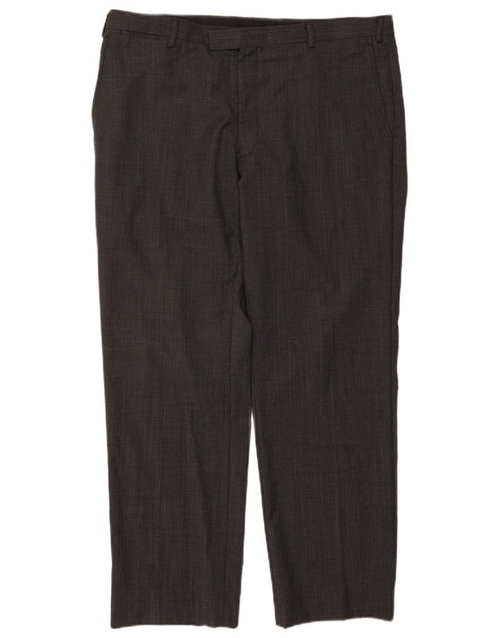 Męskie spodnie garniturowe Marks & Spencer Autograph W40 L31 w szarą kratkę