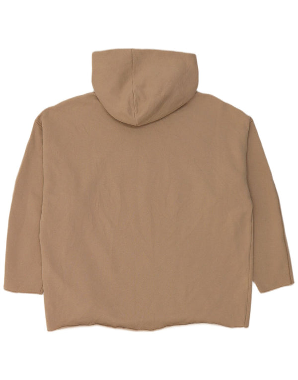 Damski sweter oversize z kapturem Zara UK 10 Small, beżowy, bawełniany