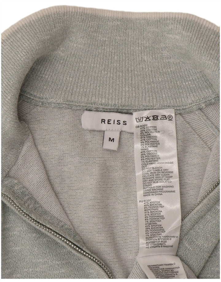 Męski sweter zapinany na zamek Reiss Średni niebieski, bawełniany w cętki
