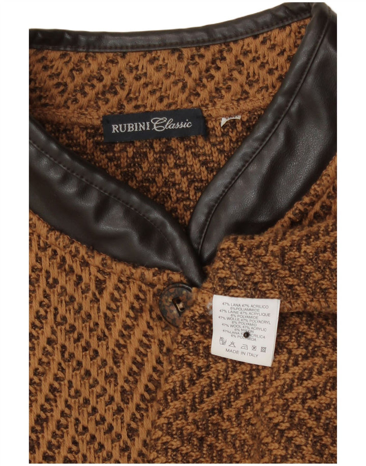 Sweter damski w stylu vintage, UK 14, średni brąz, wełna Chevron