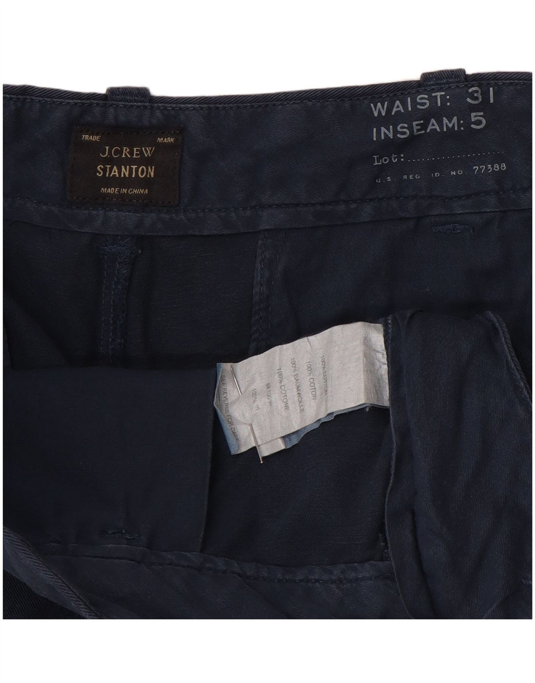Damskie spodenki J. Crew Stanton Chino W31 Średni granatowy, bawełniany