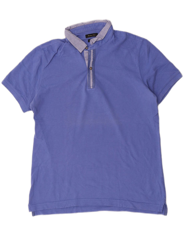 Męska koszulka polo Massimo Dutti o swobodnym kroju XL, niebieska, bawełniana