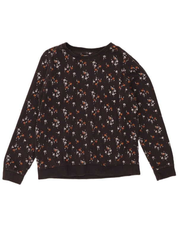 Damska bluza dresowa FAT FACE UK 14, średnia czarna, z bawełny w kwiaty