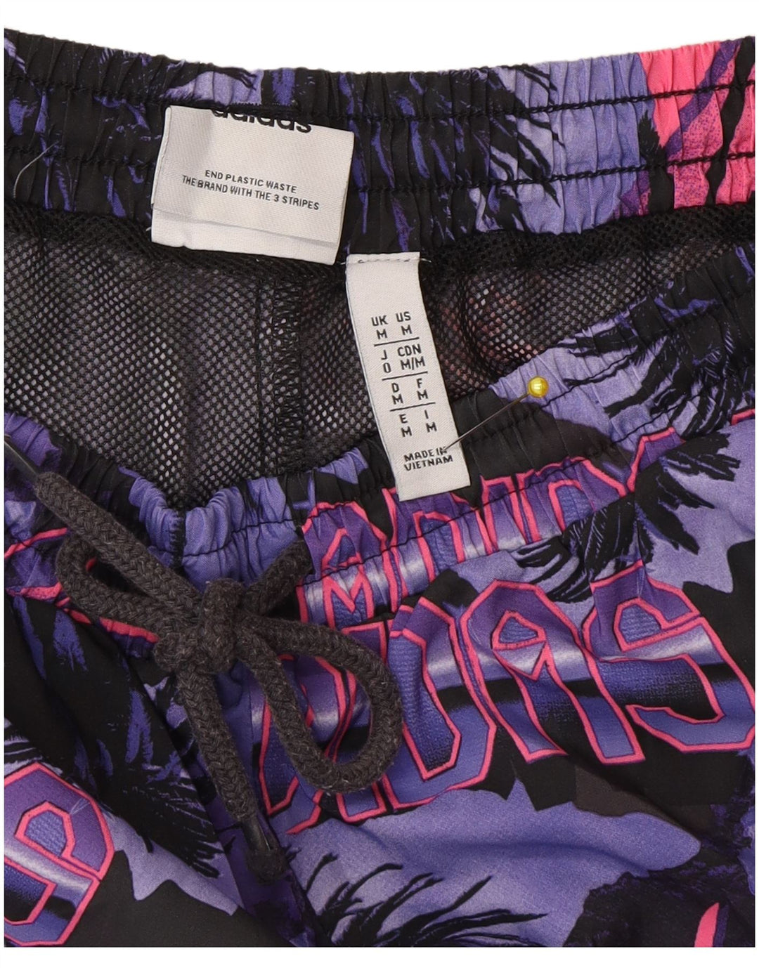 Męskie spodenki kąpielowe Adidas z grafiką, średniej wielkości, wielokolorowy, kwiatowy poliester