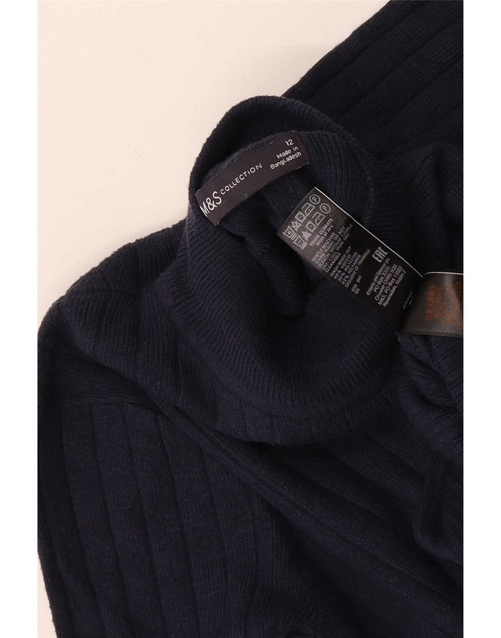Marks & Spencer Damski sweter z golfem UK 12, średni granatowy