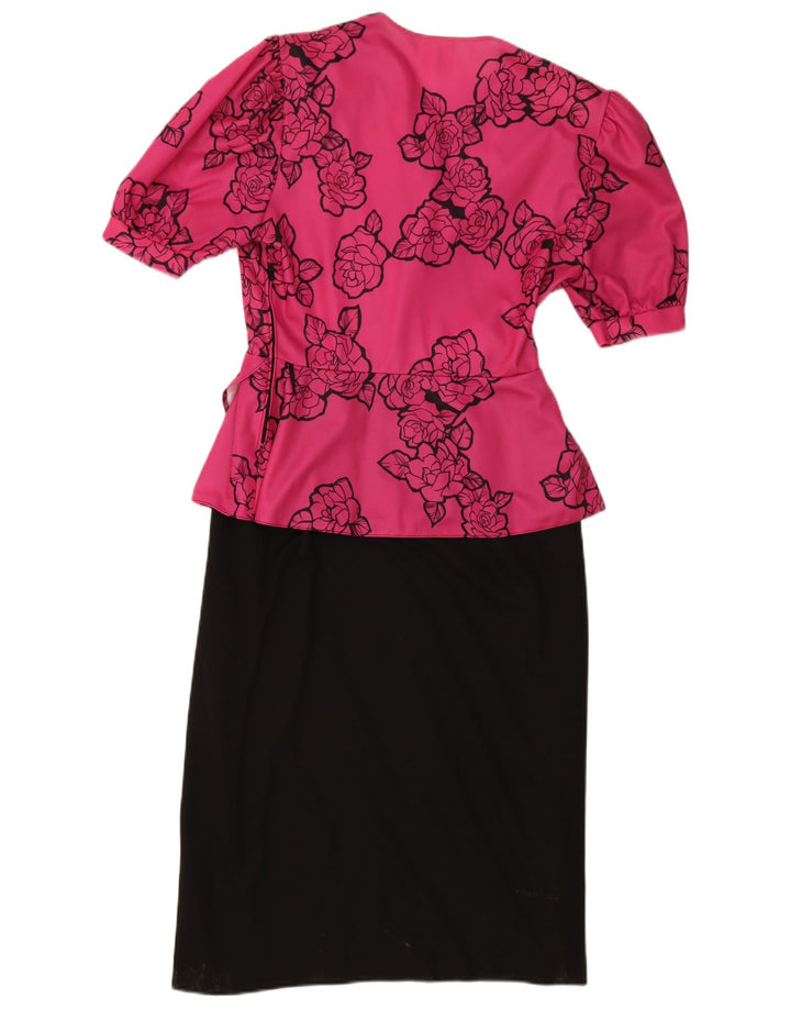 Sukienka damska Peplum w stylu vintage UK 12 Średnioróżowy w kwiaty