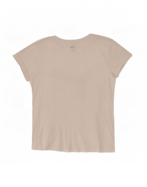 Puma Womens Graphic T-Shirt Top UK 14 Large White Cotton