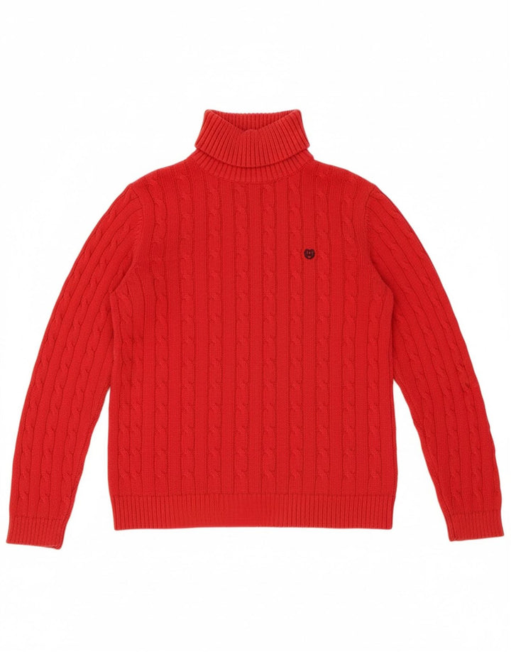 CHAPS Womens Roll Neck Jumper Sweater UK 14 Large Red Cotton