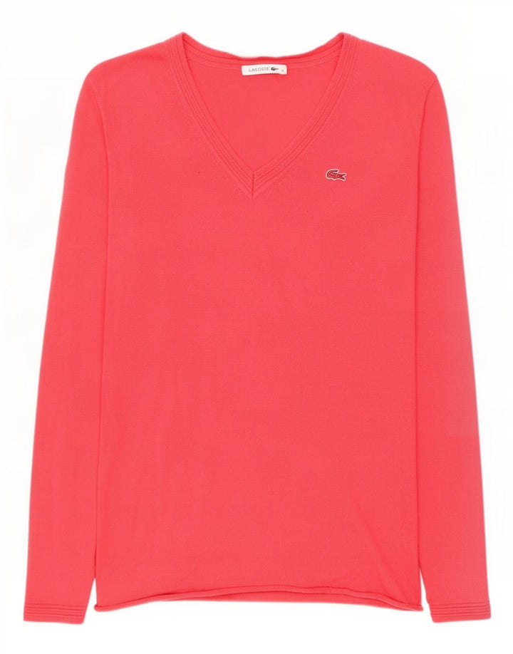 Lacoste Damski sweter z dekoltem w kształcie litery V, EU 38, średni różowy, bawełniany