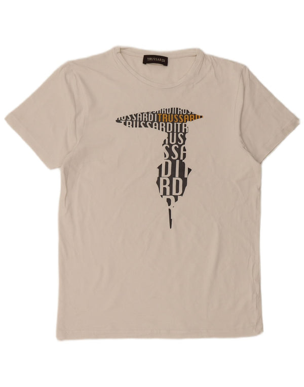 TRUSSARDI Womens Graphic T-Shirt Top UK 18 XL White Cotton