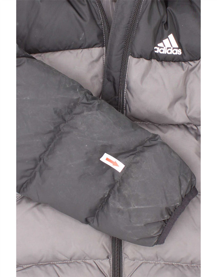 Adidas Chłopięca Wyściełana Kurtka Z Kapturem 6-7 Lat Czarny Kolorowy Poliester