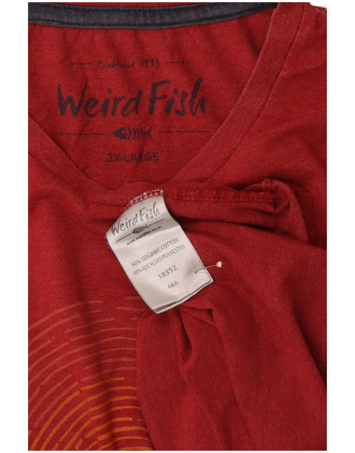 Męska koszulka graficzna WEIRD FISH Top 2XL, czerwona, bawełniana