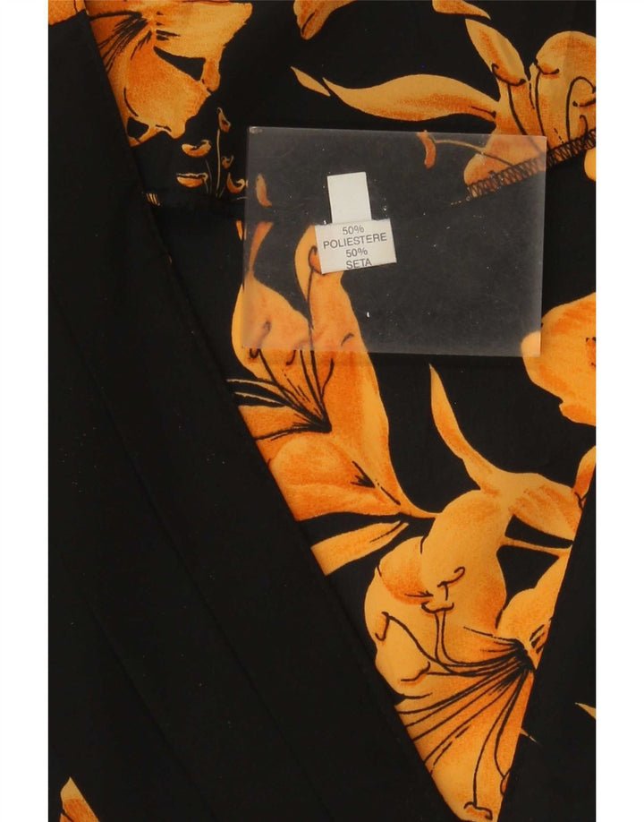 Damski kardigan w stylu vintage IT 48 XL Czarny kwiatowy poliester