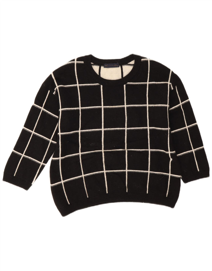 Marks & Spencer Damski sweter z dekoltem w łódkę, UK 14, duża czarna krata
