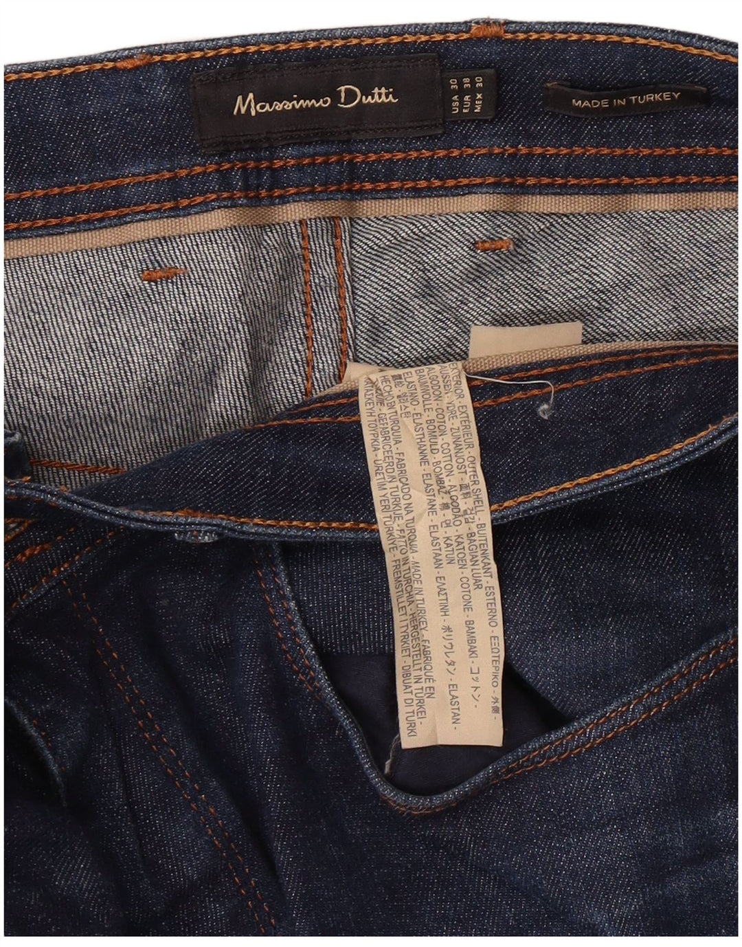 MASSIMO DUTTI Męskie jeansy slim EU 38 Small W30 L34 Granatowa bawełna