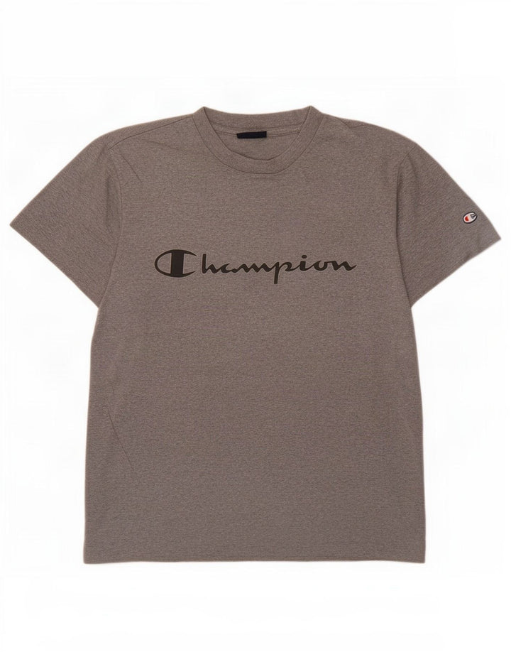 Męski T-shirt Champion z grafiką, mały, szary, bawełniany