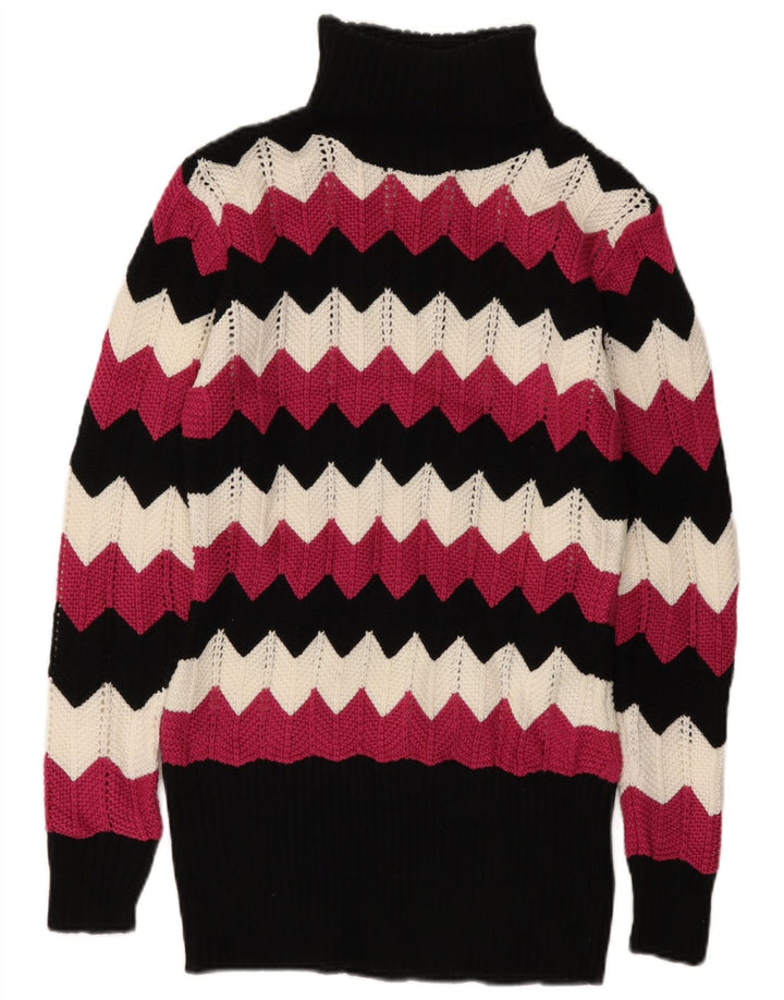 Sweter damski VINTAGE z wywijanym dekoltem UK 16, duży, wielokolorowy jodełka