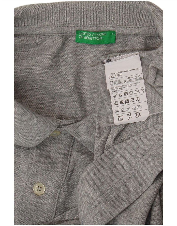 Męska koszulka polo BENETTON 2XL, szara, bawełniana