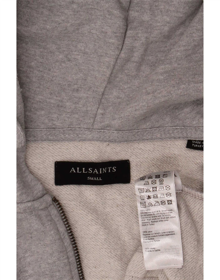 Męski sweter z kapturem i zamkiem All Saints, mały, szary, bawełniany
