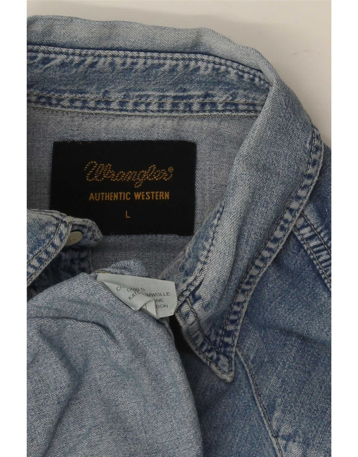 Męska koszula dżinsowa Wrangler Western, duża, niebieska, bawełniana