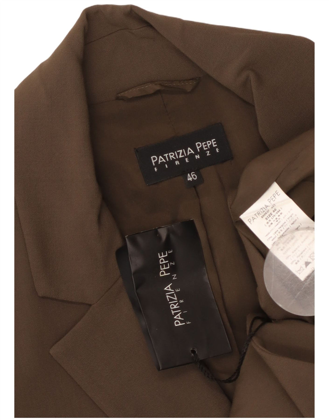 PATRIZIA PEPE Damska marynarka zapinana na 2 guziki IT 46 Duża brązowa dziewicza wełna