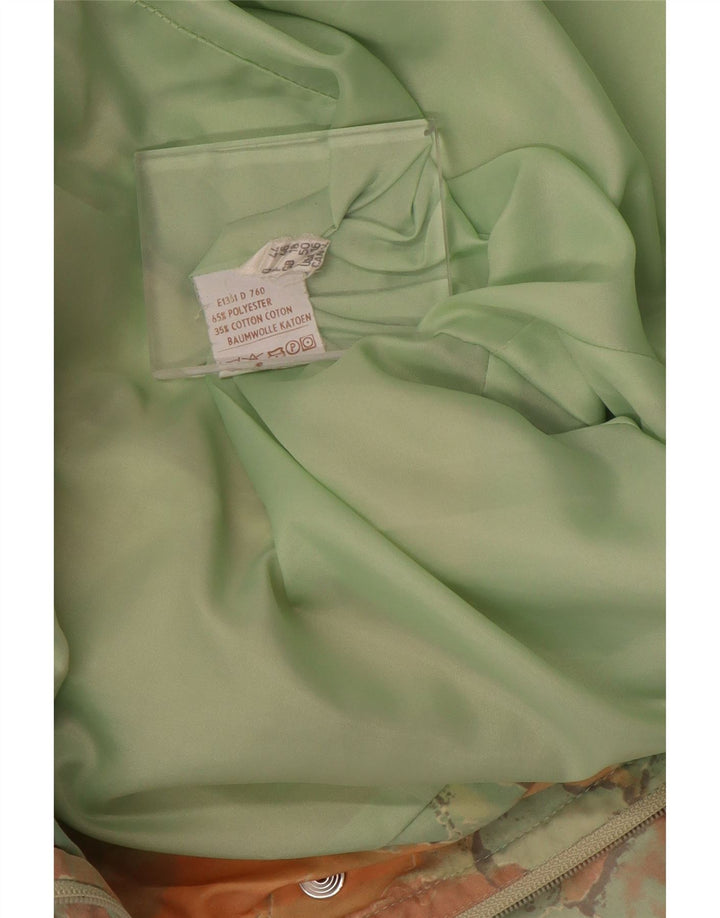 Vintage damski płaszcz oversize z abstrakcyjnym wzorem UK 18 XL, zielony poliester