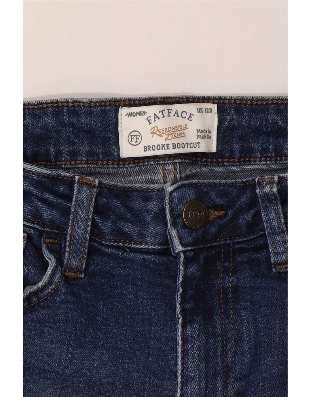 Damskie dżinsy Fat Face Brooke Bootcut UK 12 Medium W28 L29 Niebieska bawełna