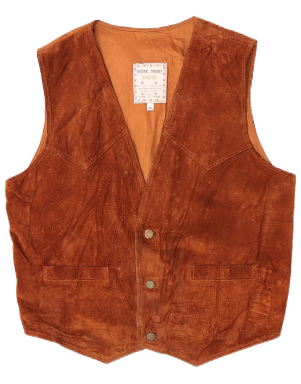 Zamszowa kamizelka męska XL w stylu vintage, brązowa