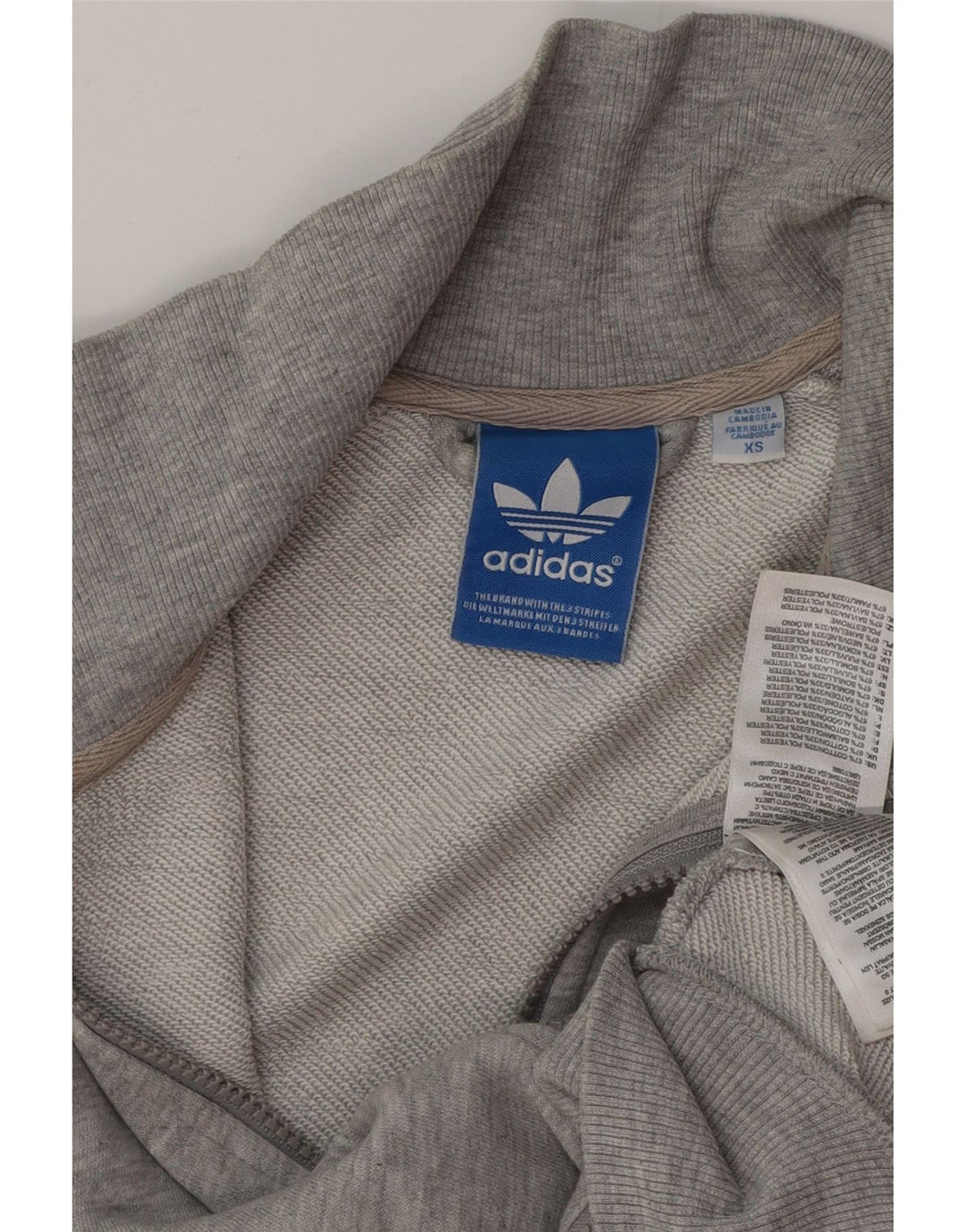 Damska bluza dresowa oversize z grafiką ADIDAS UK 6 XS, szara bawełna