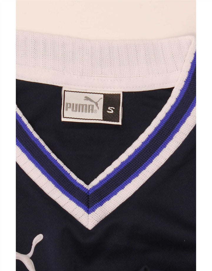 Męska koszulka z grafiką Puma, mała, granatowa, poliestrowa z blokami kolorów