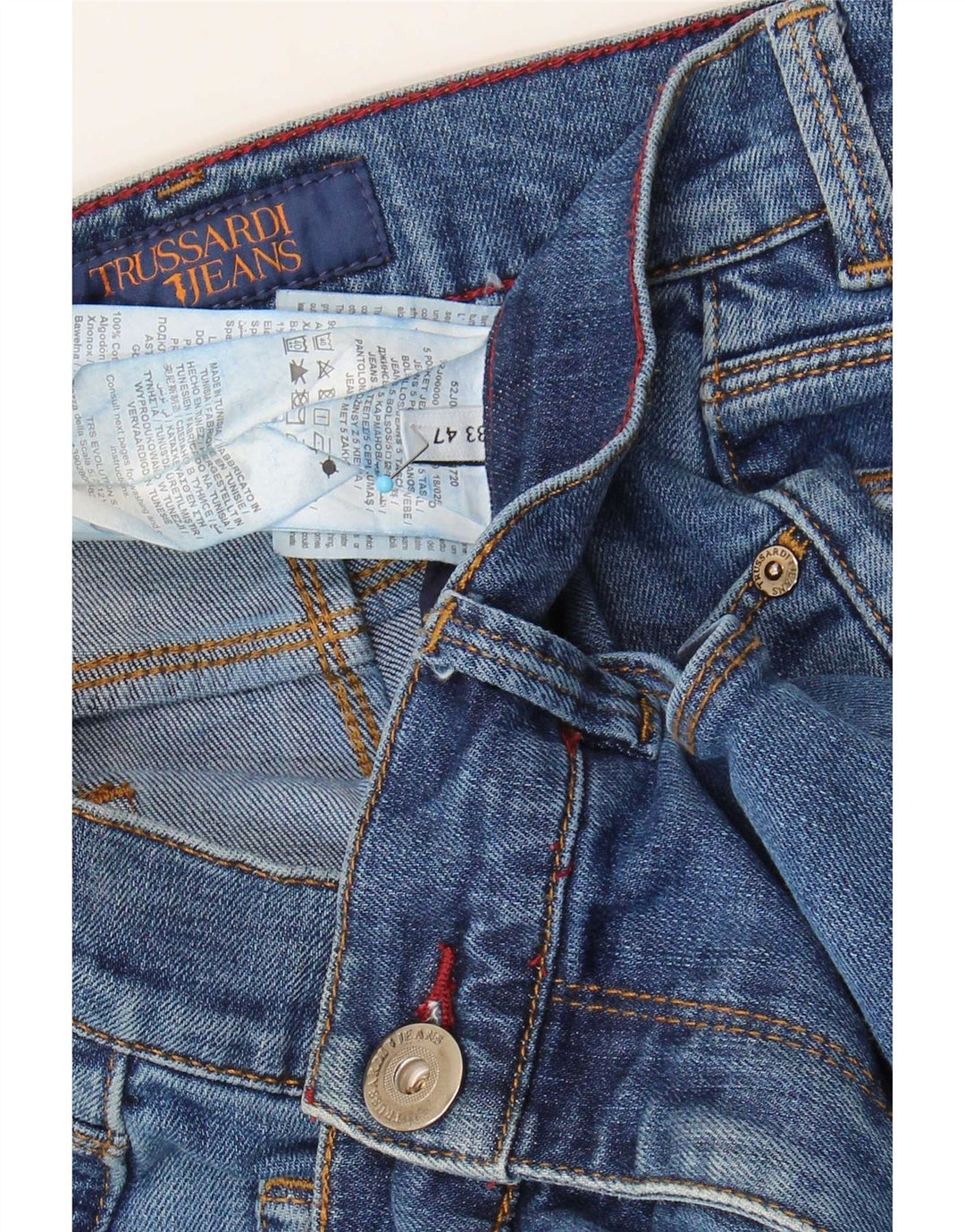 Męskie jeansy slim fit Trussardi W33 L30 Niebieskie bawełniane