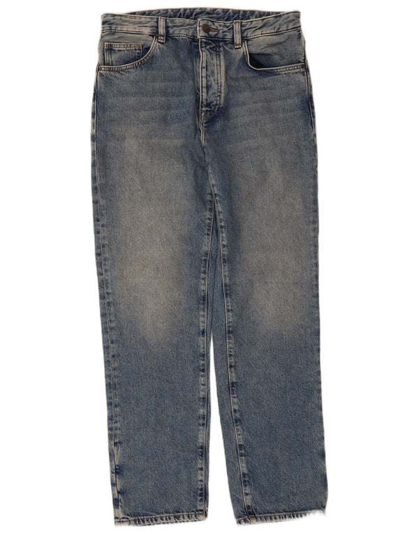 Damskie jeansy Massimo Dutti z wysokim stanem, proste, EU 38, małe, W28 L28, niebieskie