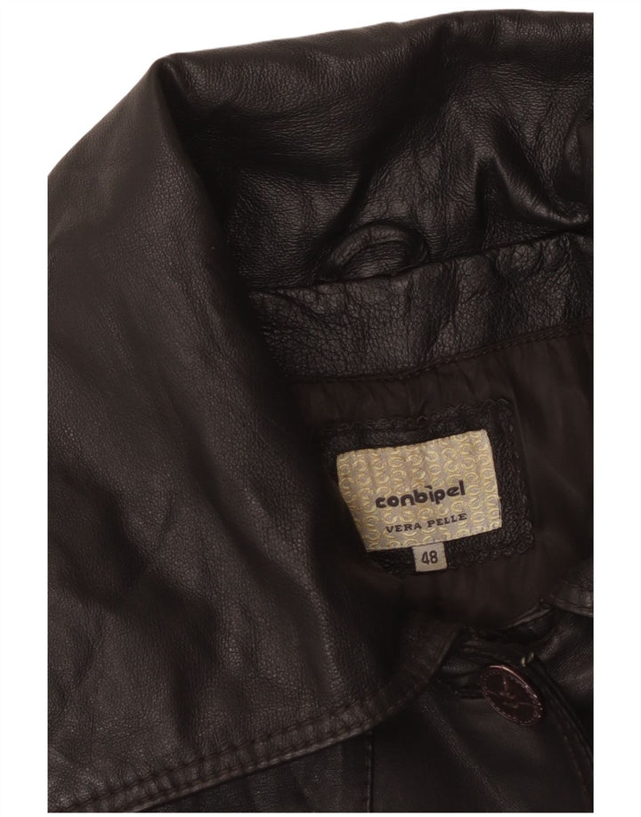 Conbipel damski płaszcz skórzany IT 48 XL czarna skóra