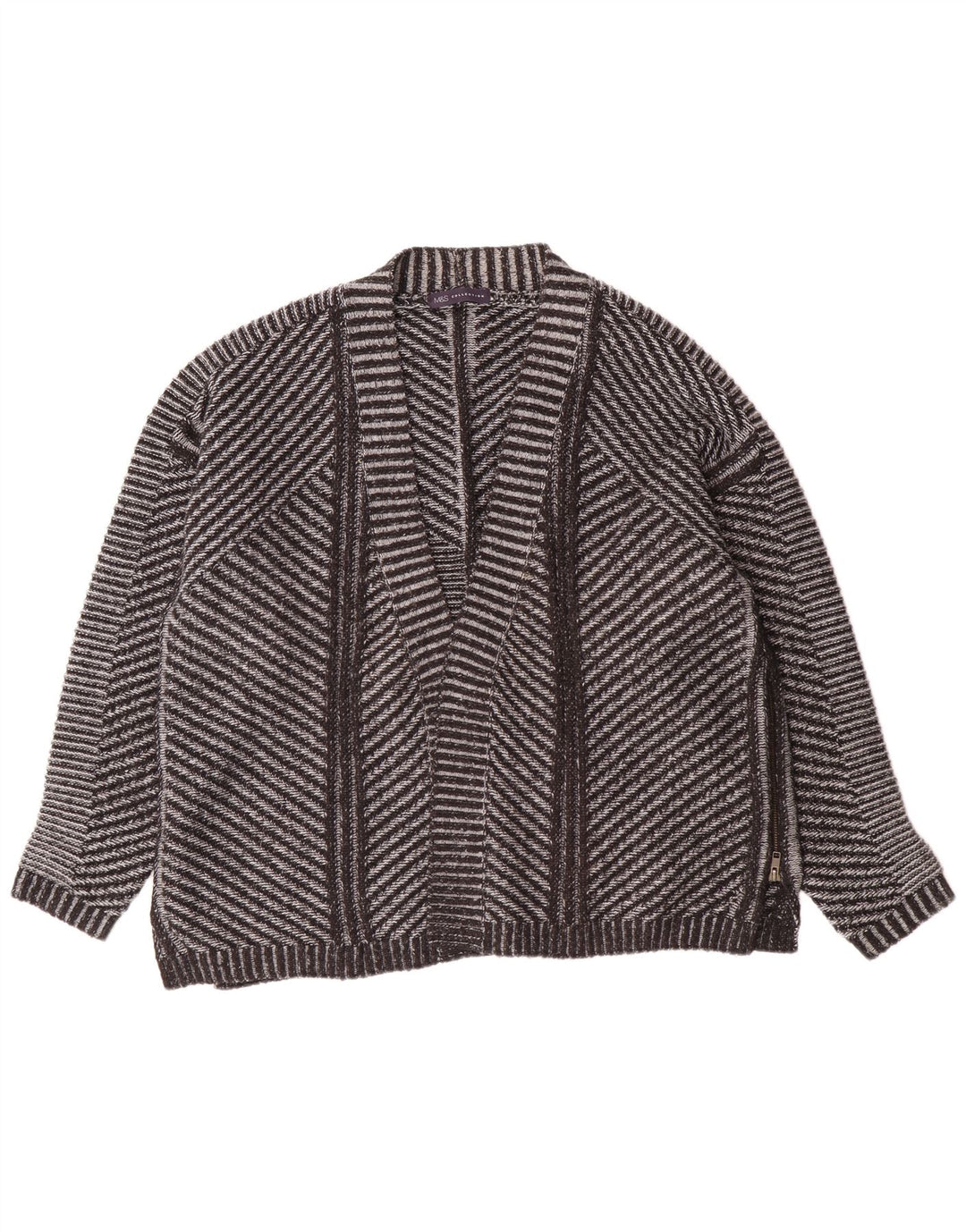 Marks & Spencer Damski sweter rozpinany UK 26 5XL Szary akryl w paski