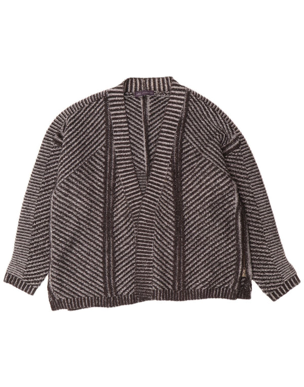 Marks & Spencer Damski sweter rozpinany UK 26 5XL Szary akryl w paski