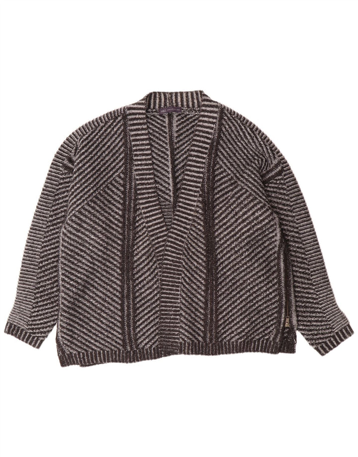 Marks & Spencer Damski sweter rozpinany UK 26 5XL Szary akryl w paski